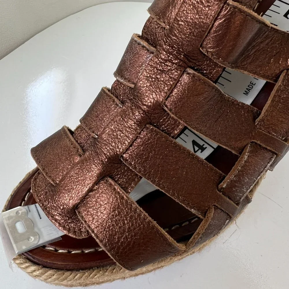 Christian Louboutin Bronze Barcelona Leather Espadrille Wedge Sandals Size EU 39